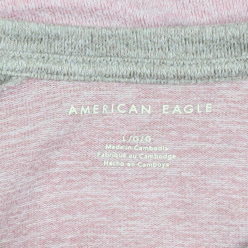 American Eagle Women's Pink & Grey Raglan Sweatshirt Size L