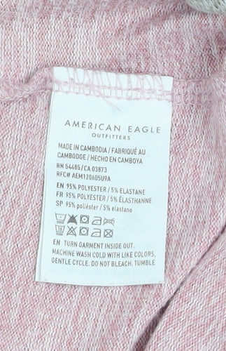 American Eagle Women's Pink & Grey Raglan Sweatshirt Size L