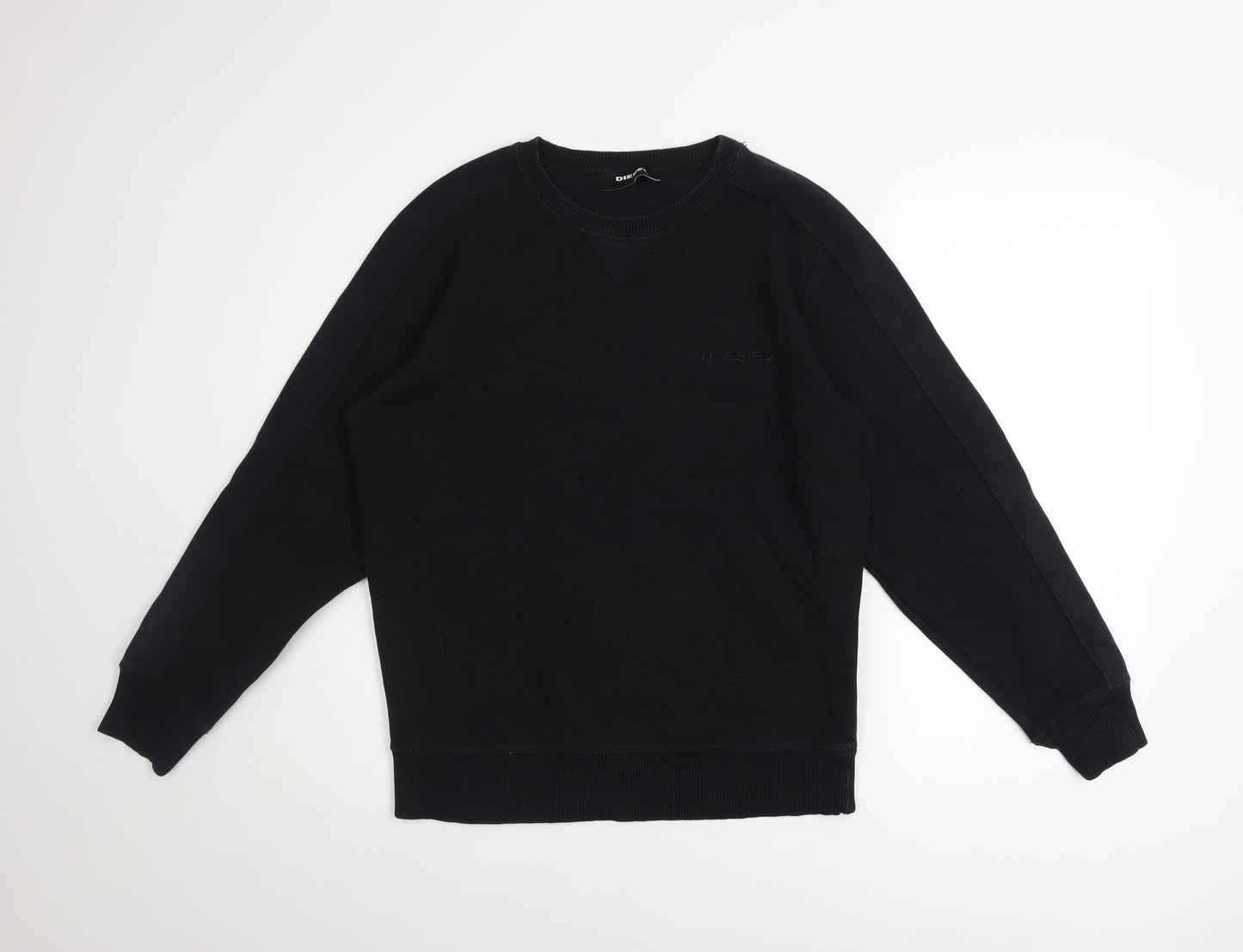 Diesel Men's Black Cotton Crew Neck Sweatshirt Size M Pullover