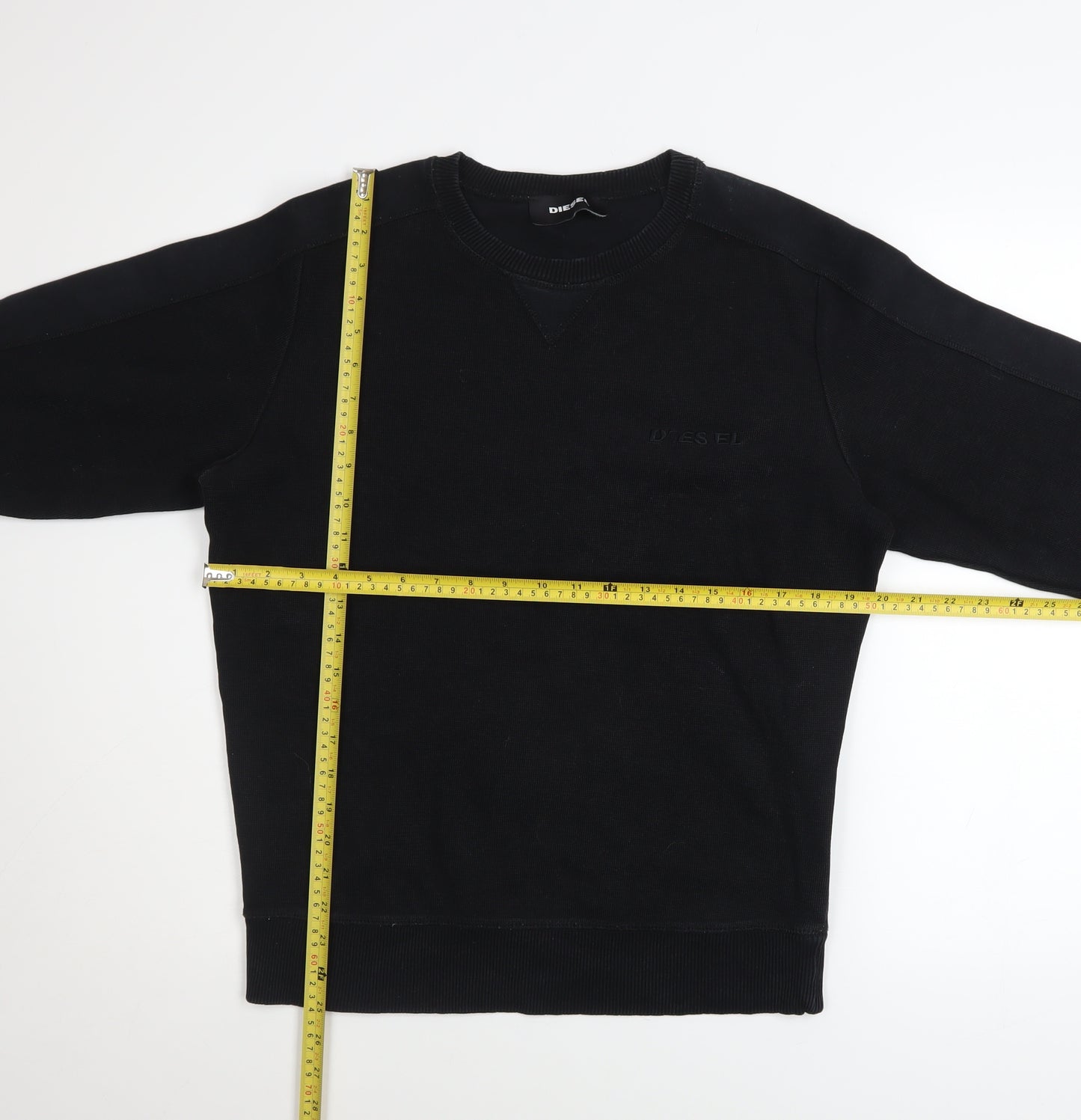 Diesel Men's Black Cotton Crew Neck Sweatshirt Size M Pullover