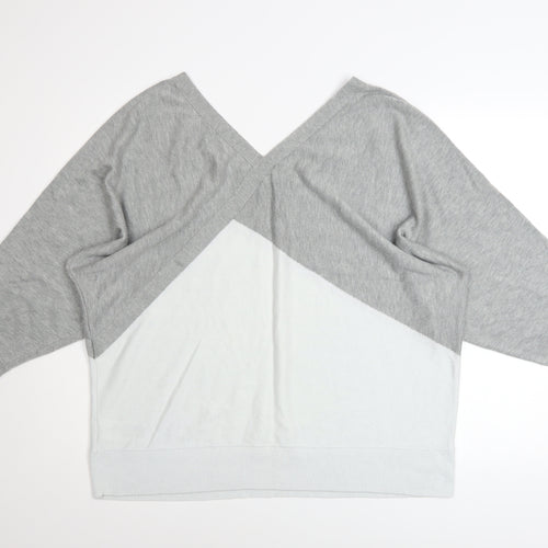 DKNY Womens Grey V-Neck Relaxed Fit Knit Jumper Size XL