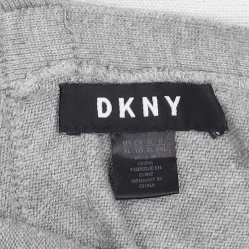 DKNY Womens Grey V-Neck Relaxed Fit Knit Jumper Size XL