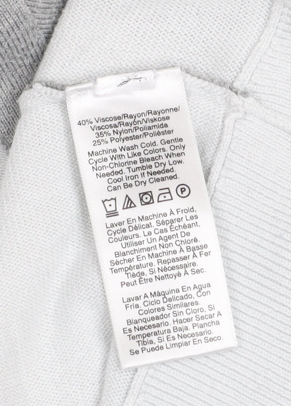 DKNY Womens Grey V-Neck Relaxed Fit Knit Jumper Size XL