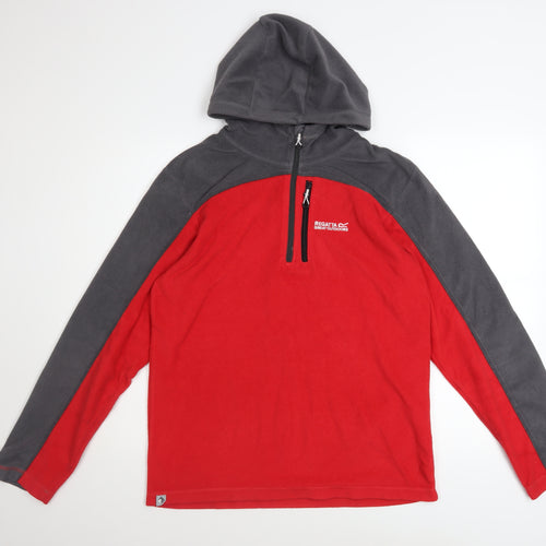 Regatta Great Outdoors Men's Red & Grey Fleece Hoodie M 1/4 Zip Pullover