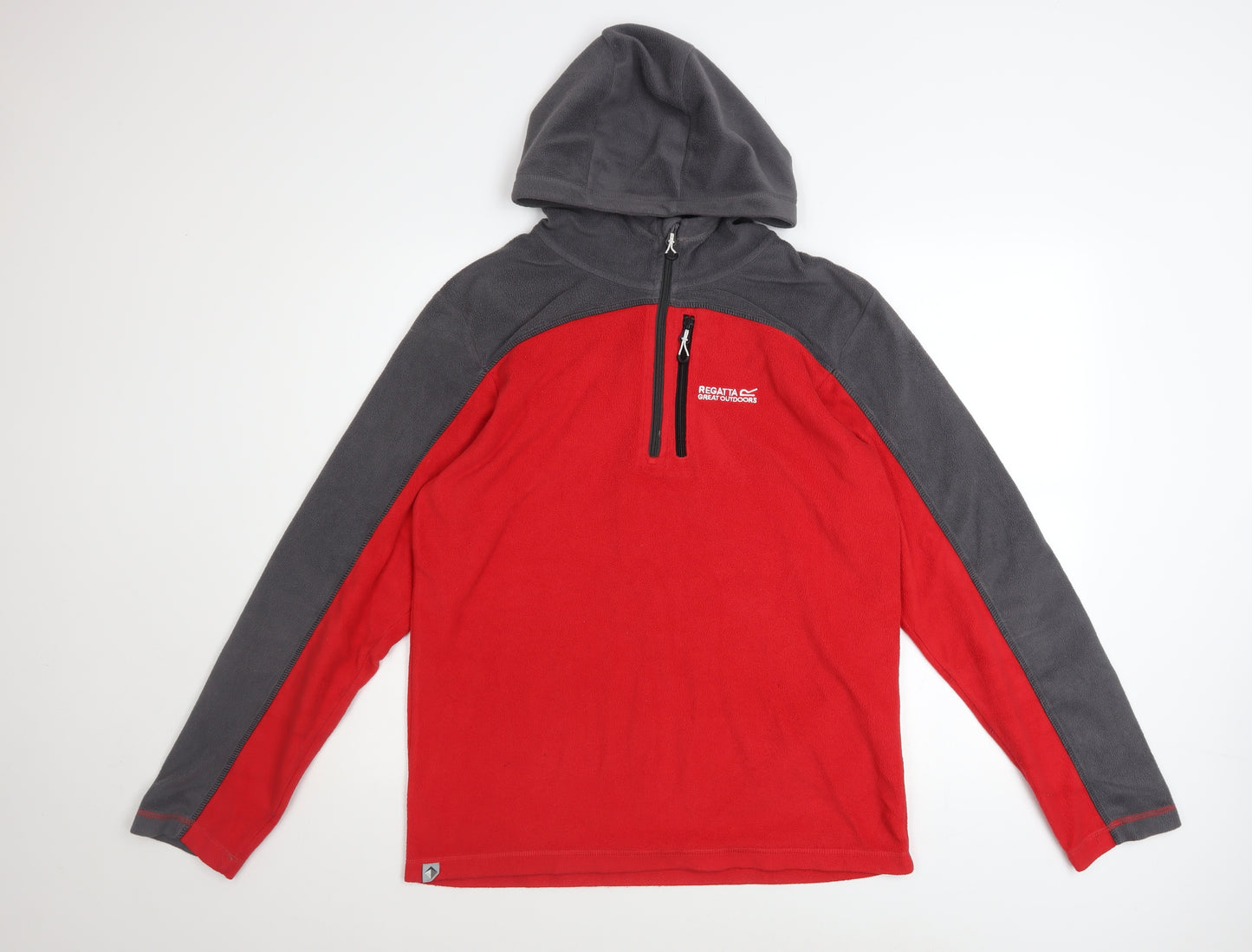 Regatta Great Outdoors Men's Red & Grey Fleece Hoodie M 1/4 Zip Pullover