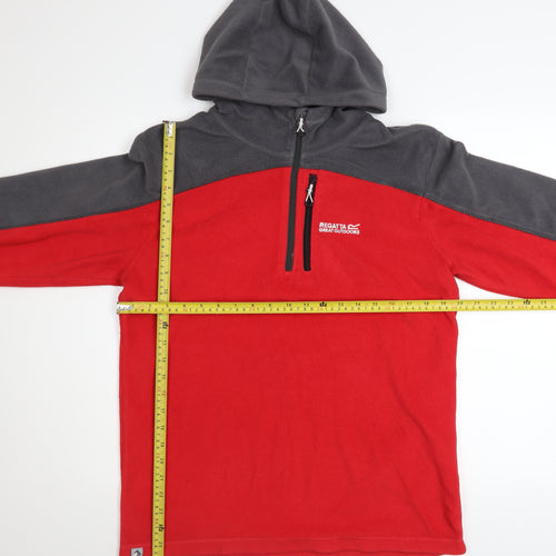 Regatta Great Outdoors Men's Red & Grey Fleece Hoodie M 1/4 Zip Pullover