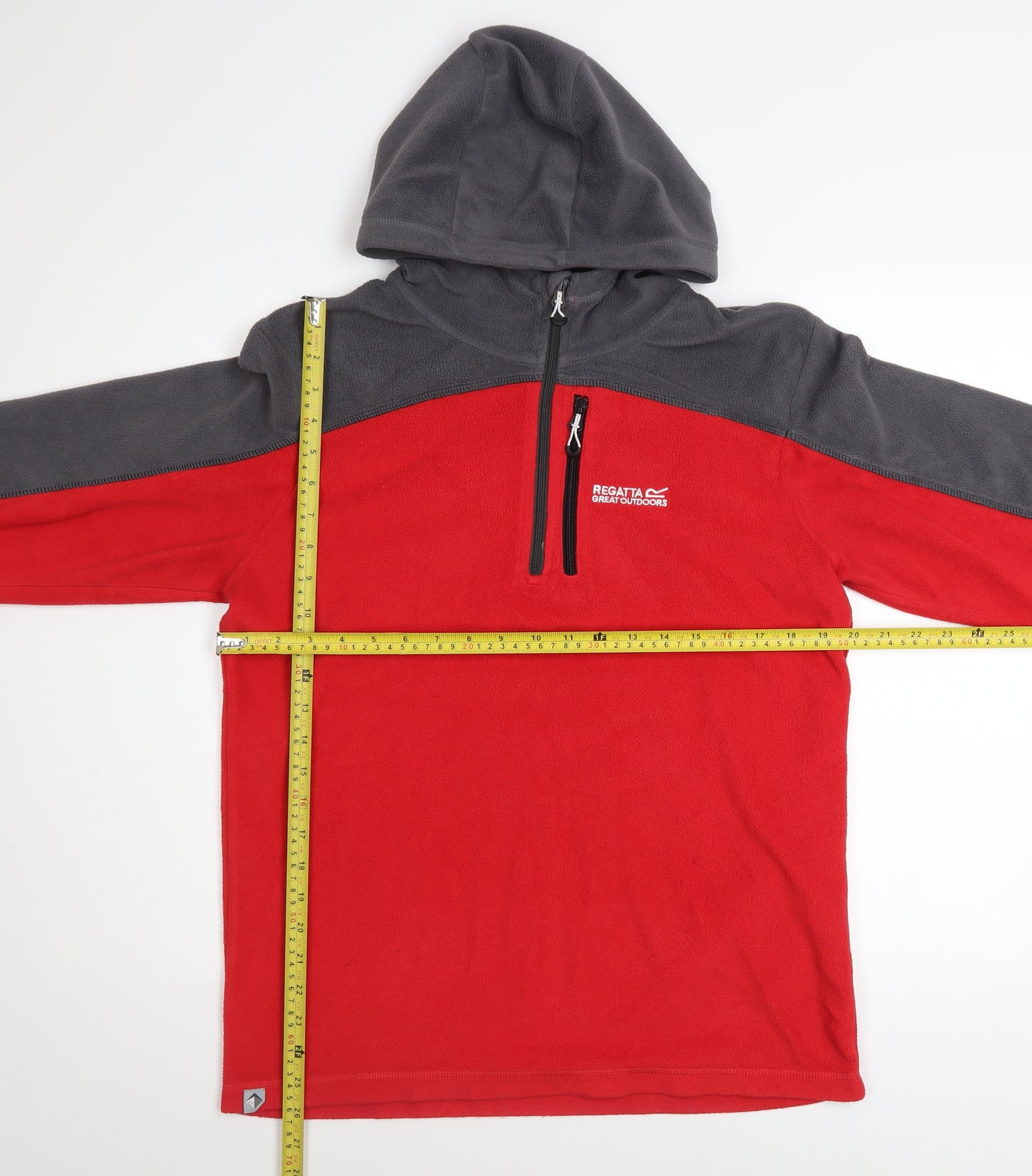 Regatta Great Outdoors Men's Red & Grey Fleece Hoodie M 1/4 Zip Pullover