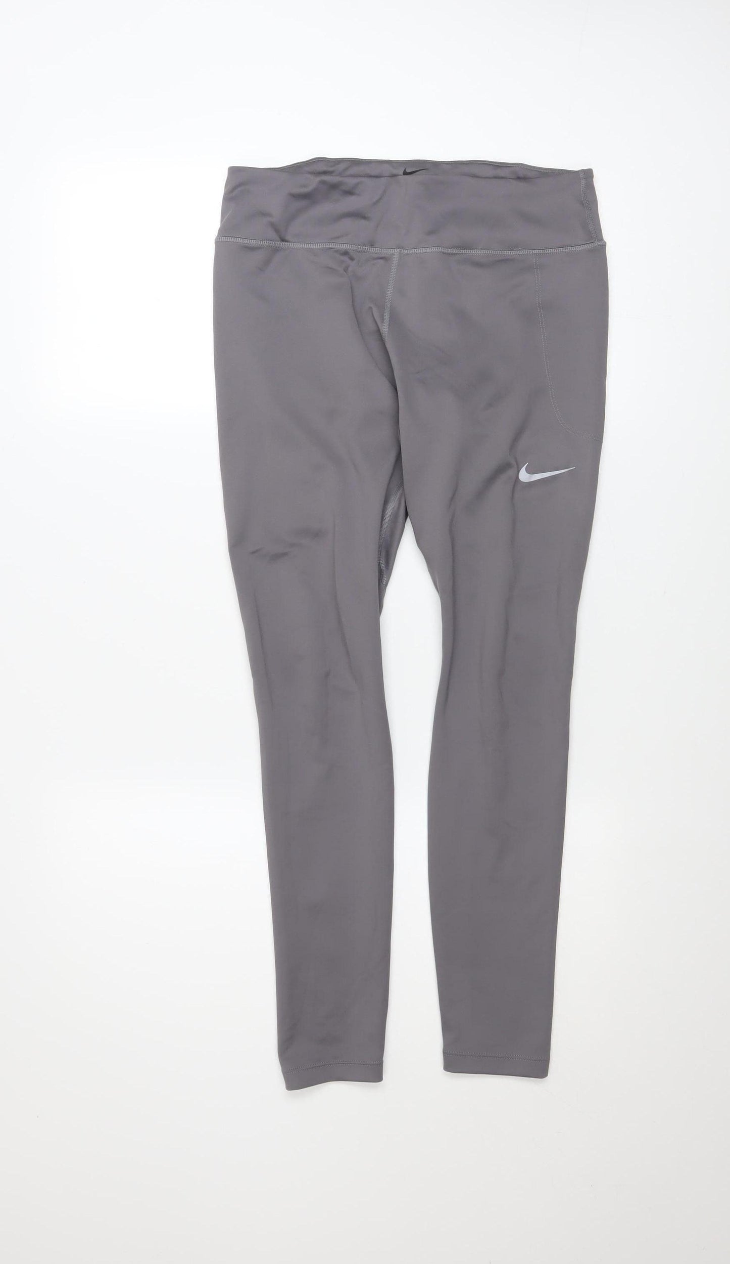 Nike Women Grey Dri-FIT Leggings L Moisture Wicking Activewear