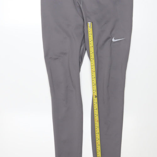 Nike Women Grey Dri-FIT Leggings L Moisture Wicking Activewear