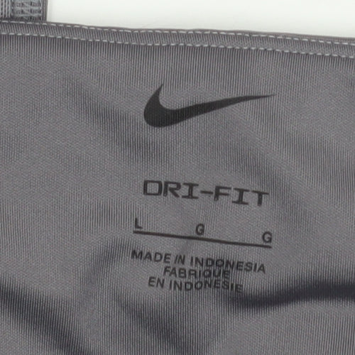 Nike Women Grey Dri-FIT Leggings L Moisture Wicking Activewear