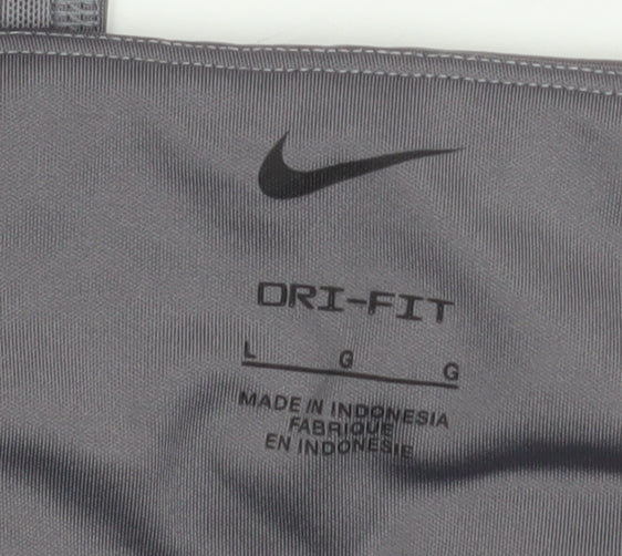 Nike Women Grey Dri-FIT Leggings L Moisture Wicking Activewear
