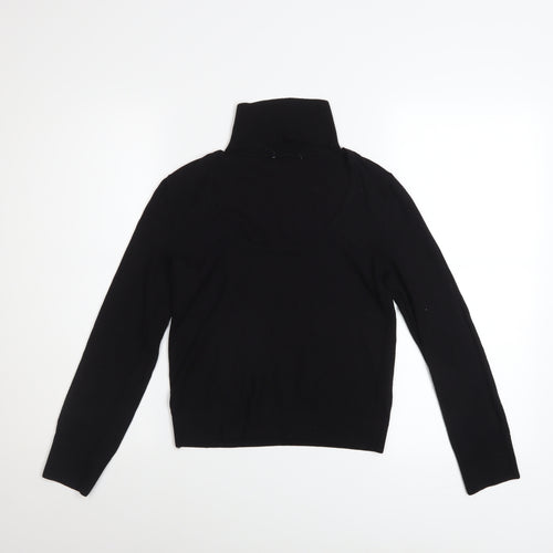 Topshop Women's Black Roll Neck Knit Jumper Size S