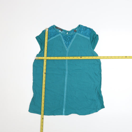 Esprit Women’s Green Lace Crochet Short Sleeve Blouse Size L