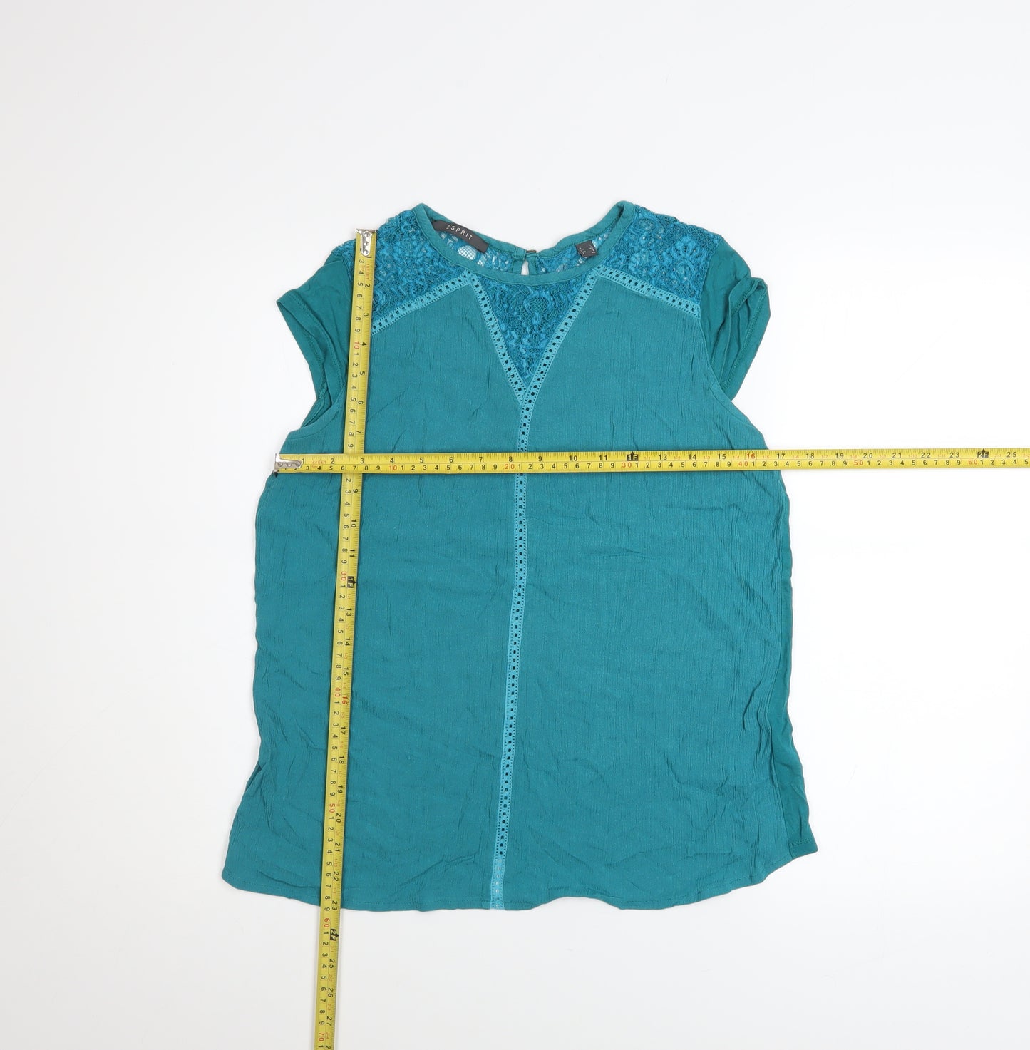 Esprit Women’s Green Lace Crochet Short Sleeve Blouse Size L