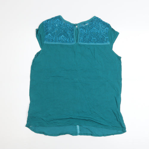Esprit Women’s Green Lace Crochet Short Sleeve Blouse Size L