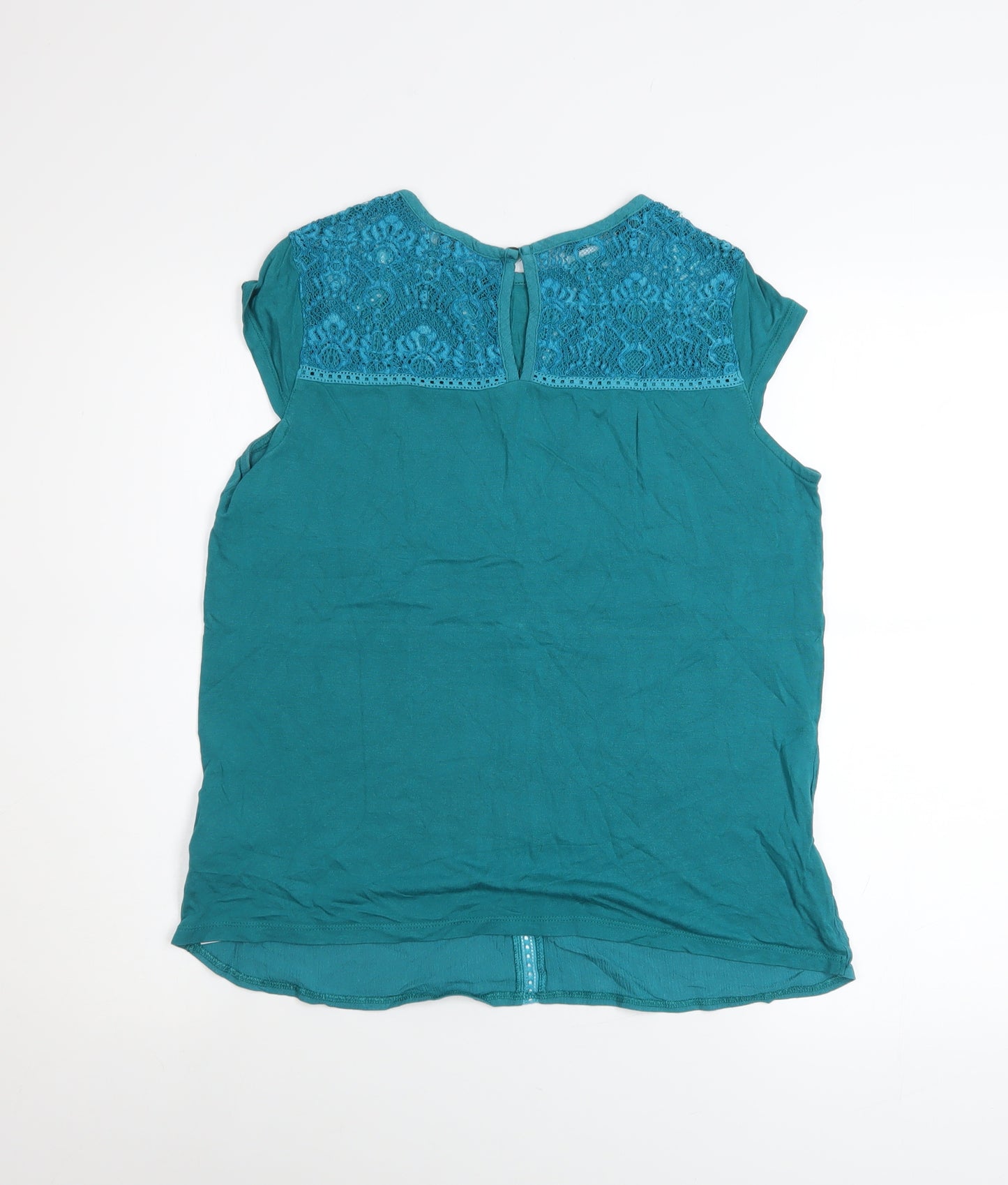 Esprit Women’s Green Lace Crochet Short Sleeve Blouse Size L