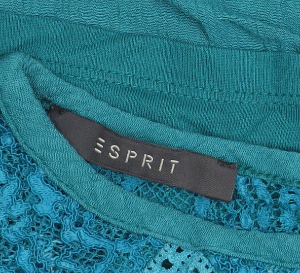 Esprit Women’s Green Lace Crochet Short Sleeve Blouse Size L