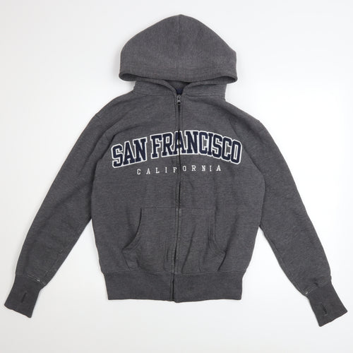 Ocean Beach Mens Grey Full Zip Hoodie Size S San Francisco Graphic