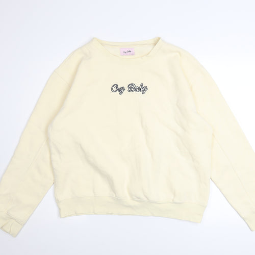 Cry Baby Women's Beige Pullover Sweatshirt Size M Cotton Blend