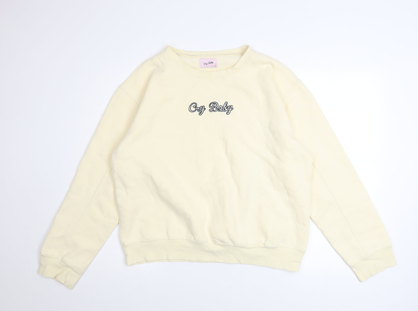 Cry Baby Women's Beige Pullover Sweatshirt Size M Cotton Blend