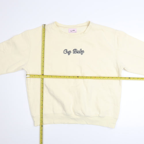 Cry Baby Women's Beige Pullover Sweatshirt Size M Cotton Blend