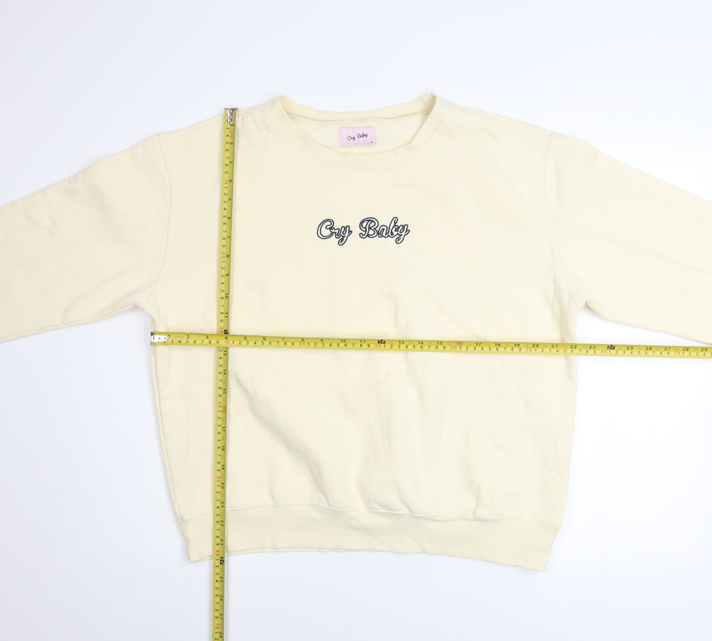 Cry Baby Women's Beige Pullover Sweatshirt Size M Cotton Blend