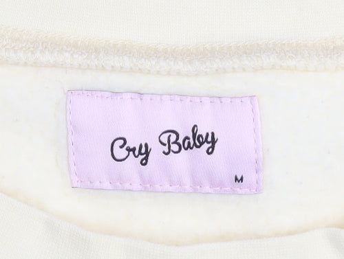 Cry Baby Women's Beige Pullover Sweatshirt Size M Cotton Blend