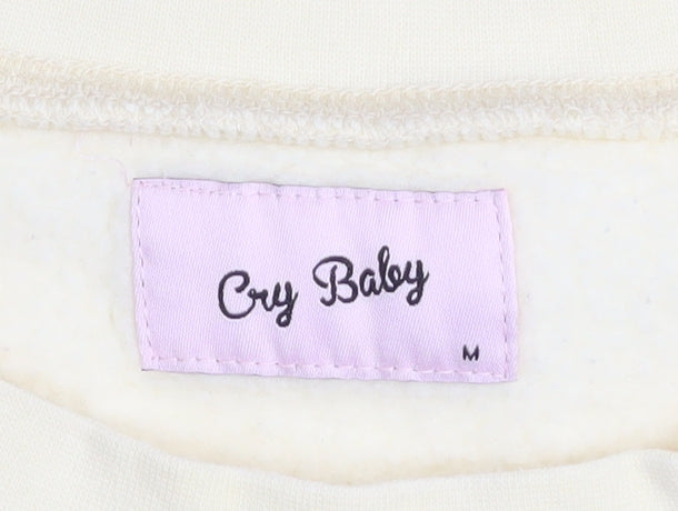 Cry Baby Women's Beige Pullover Sweatshirt Size M Cotton Blend