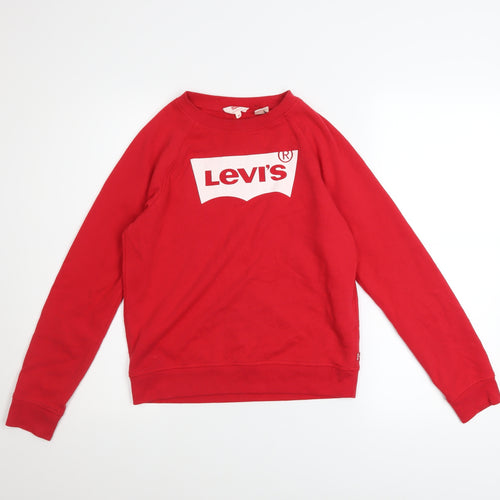 Levi's Women's Red Logo Crew Neck Long Sleeve Sweatshirt XS