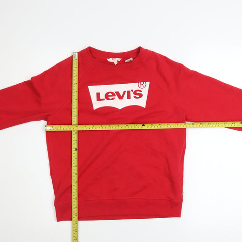 Levi's Women's Red Logo Crew Neck Long Sleeve Sweatshirt XS