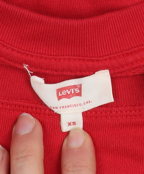 Levi's Women's Red Logo Crew Neck Long Sleeve Sweatshirt XS