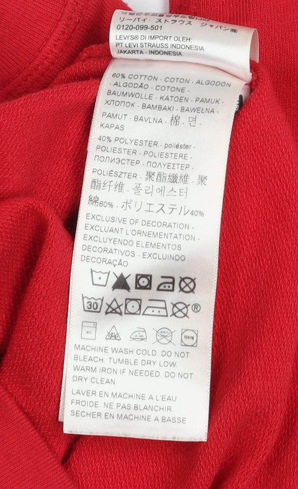 Levi's Women's Red Logo Crew Neck Long Sleeve Sweatshirt XS