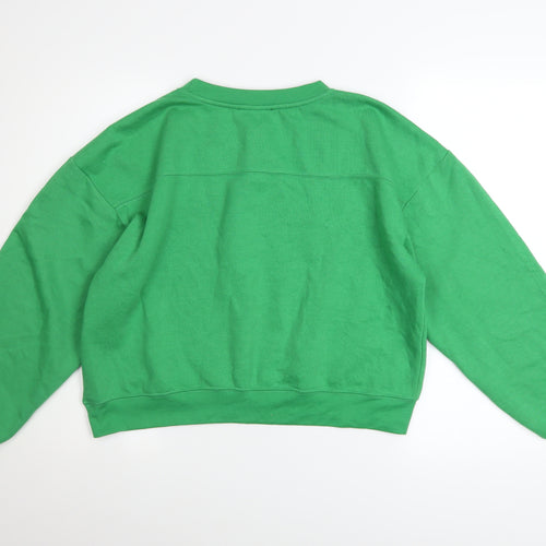 Zara Womens Green Crew Neck Pullover Sweatshirt Size M