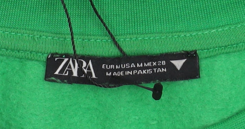 Zara Womens Green Crew Neck Pullover Sweatshirt Size M