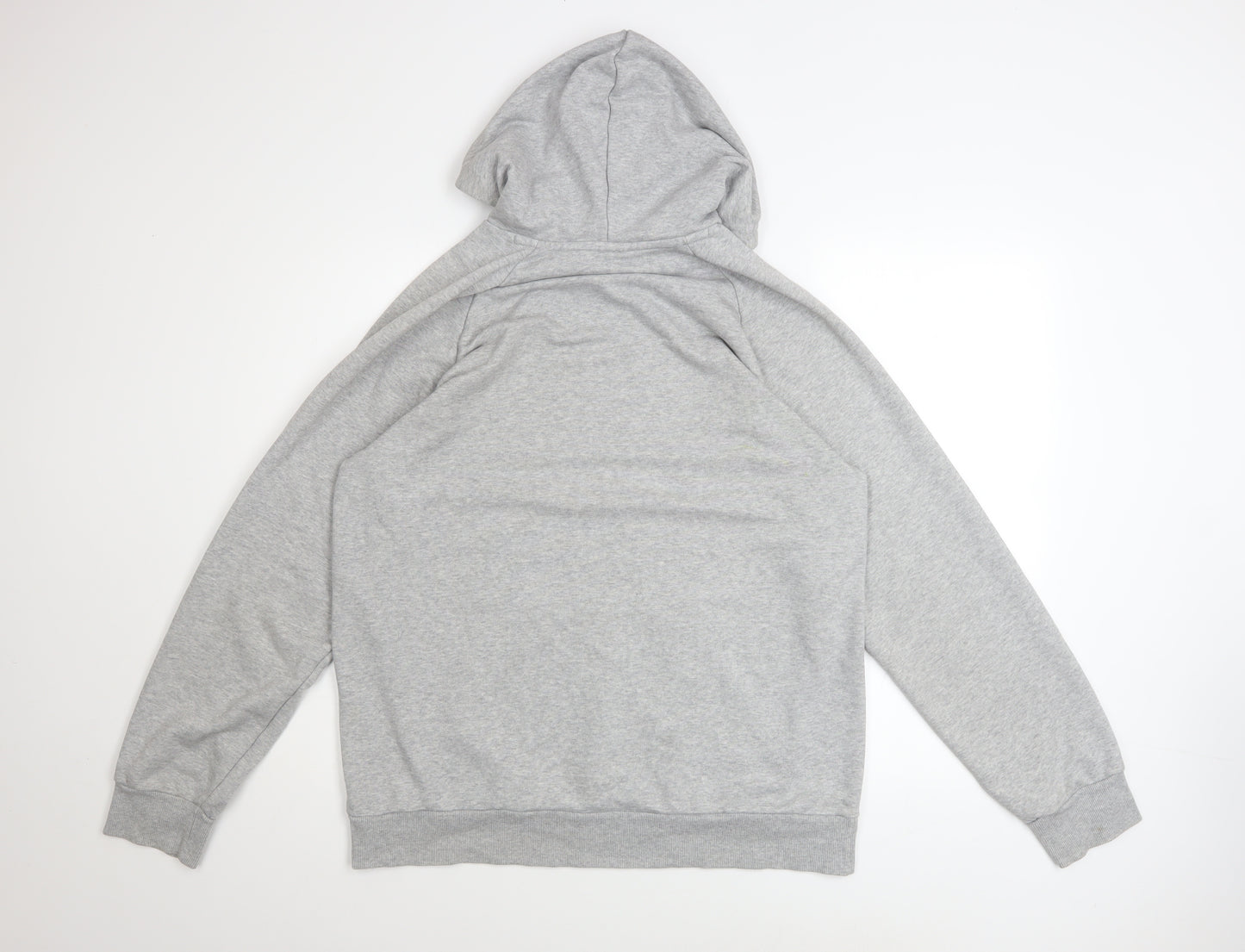 adidas Men Grey Pullover Hoodie L Logo Sports Performance