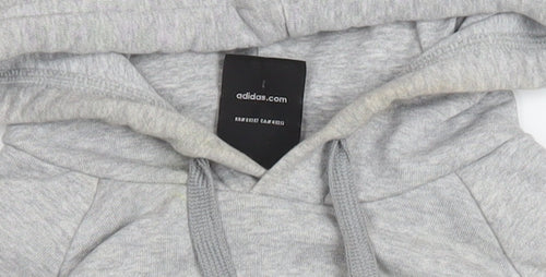 adidas Men Grey Pullover Hoodie L Logo Sports Performance