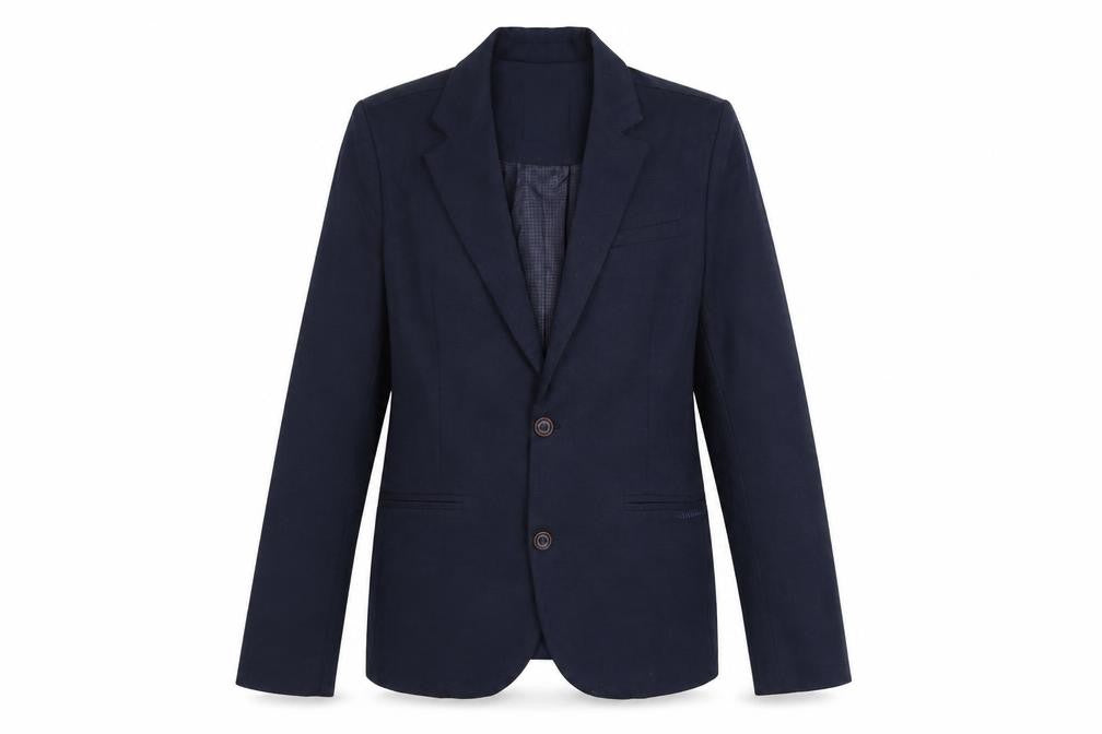 Front view of Nukutavake Teens Blue Cotton Blazer Jacket, size 12, Regular