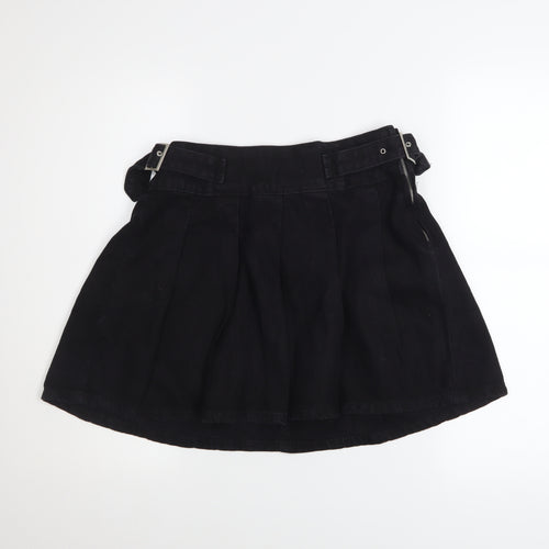 Primark Women's Black Cotton Pleated Mini Skirt Size 8