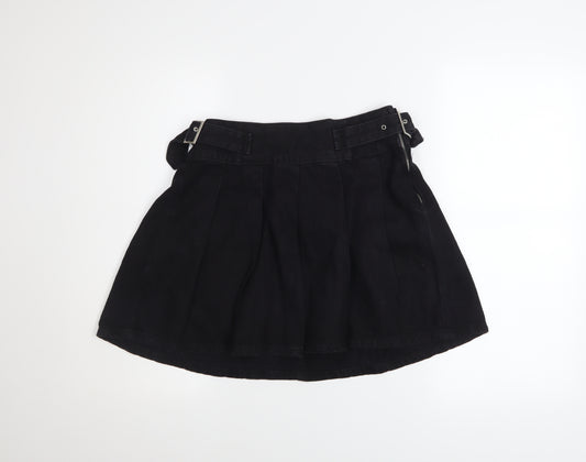 Primark Women's Black Cotton Pleated Mini Skirt Size 8