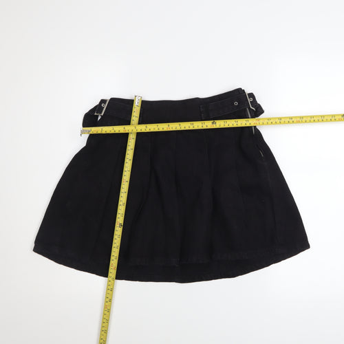 Primark Women's Black Cotton Pleated Mini Skirt Size 8