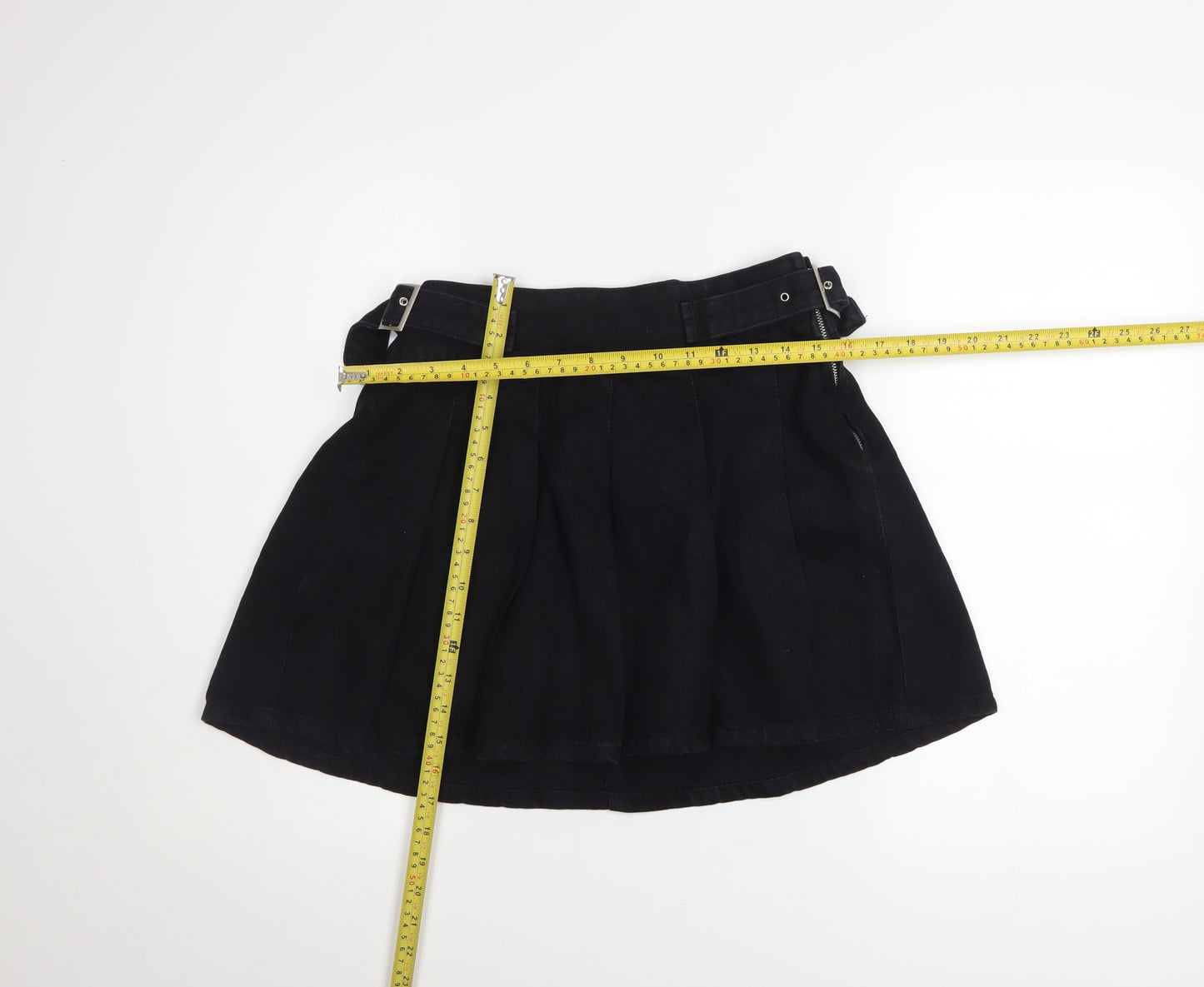 Primark Women's Black Cotton Pleated Mini Skirt Size 8