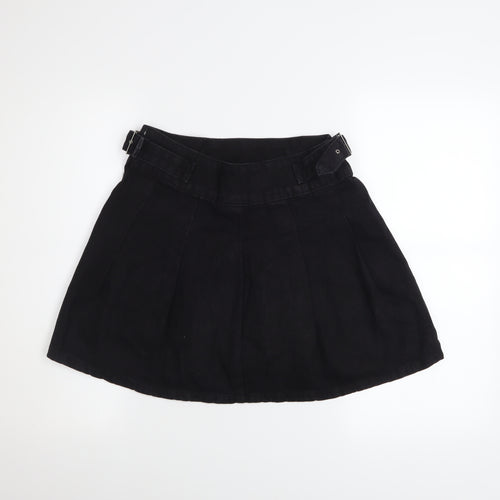 Primark Women's Black Cotton Pleated Mini Skirt Size 8