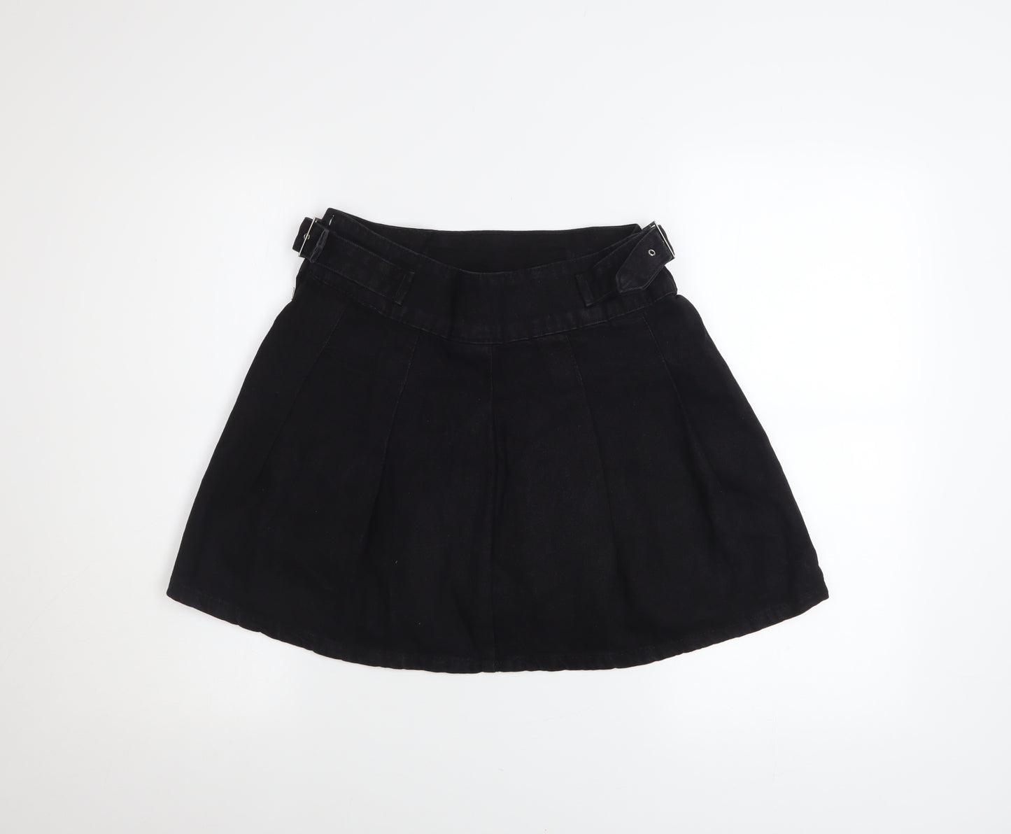 Primark Women's Black Cotton Pleated Mini Skirt Size 8