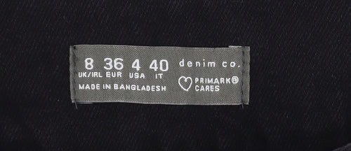 Primark Women's Black Cotton Pleated Mini Skirt Size 8