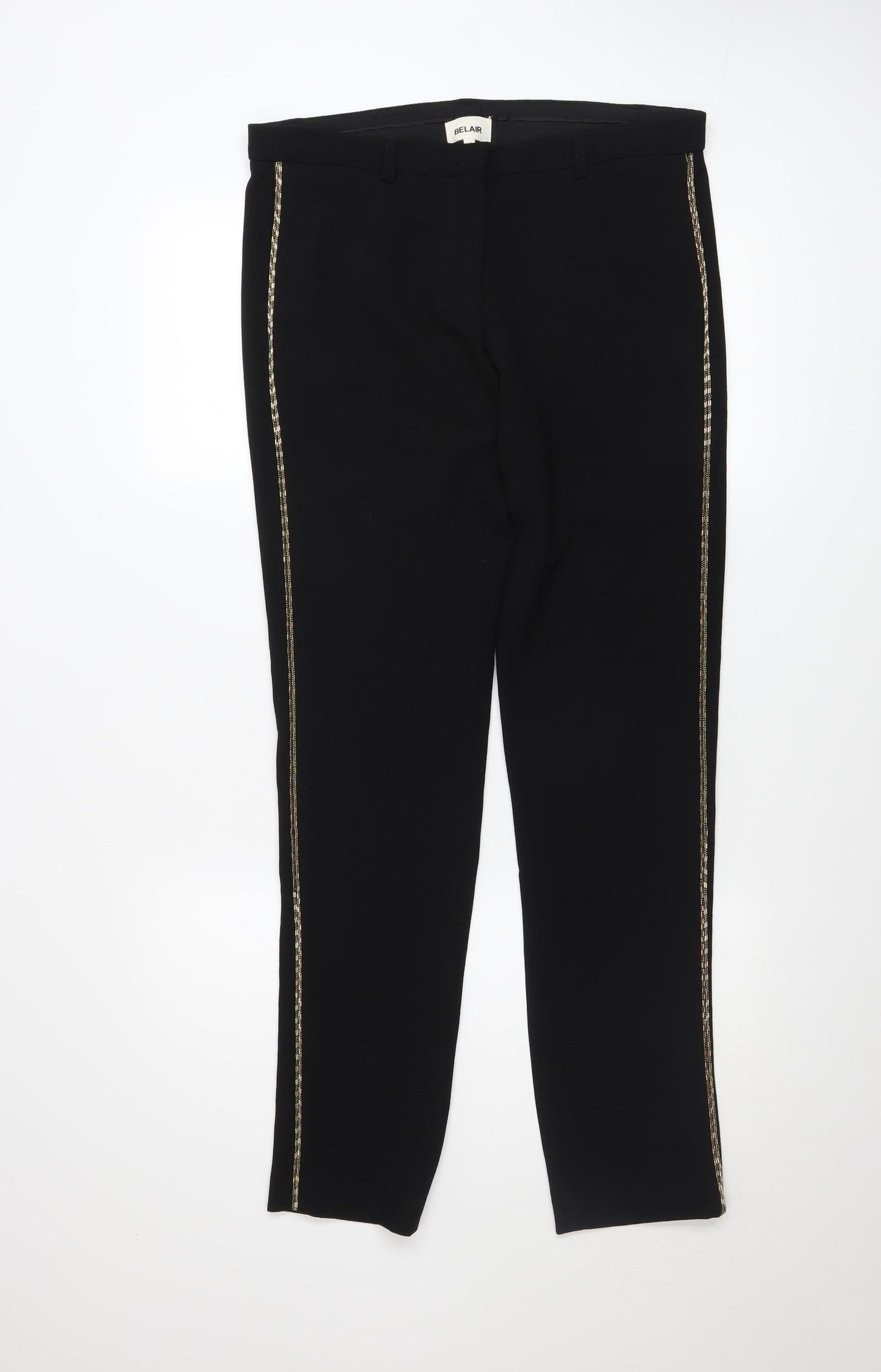 Belair Women’s Black Slim Mid Rise Trousers Size 12 Stretch Straight Leg
