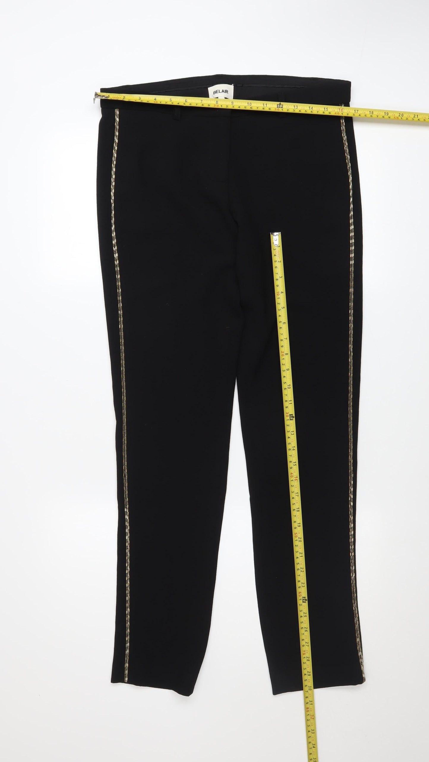 Belair Women’s Black Slim Mid Rise Trousers Size 12 Stretch Straight Leg