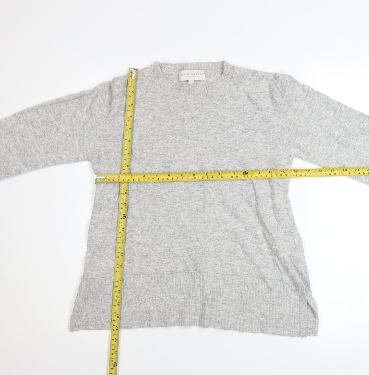 Bianco&Blu Women Grey Wool Cashmere Blend Long Sleeve Jumper S