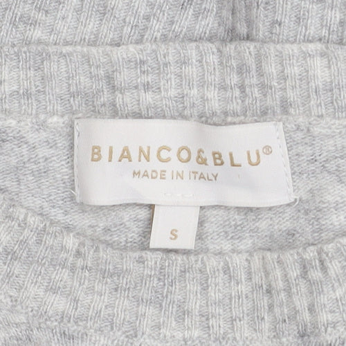 Bianco&Blu Women Grey Wool Cashmere Blend Long Sleeve Jumper S