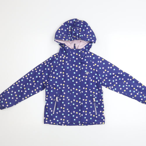 Trespass Girls Blue Polka Dot Waterproof Hooded Rain Coat 3-4 Years