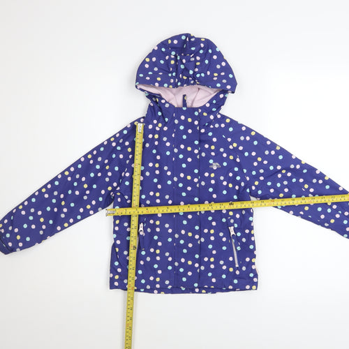 Trespass Girls Blue Polka Dot Waterproof Hooded Rain Coat 3-4 Years